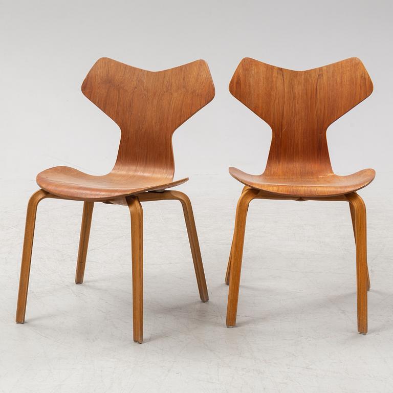 Arne Jacobsen, stolar, 6 st, "Grand Prix", Fritz Hansen, Danmark, 1950-tal.