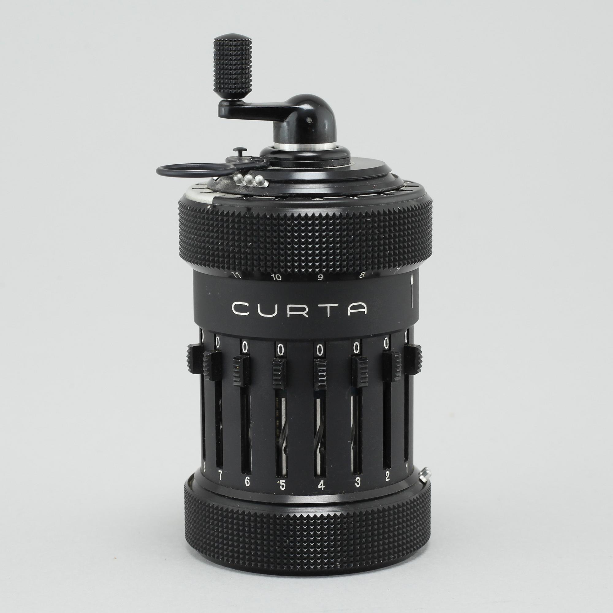 A "Curta Type 1", developed by Curt Herzstark,  Contina AG Mauren, approx 1954.