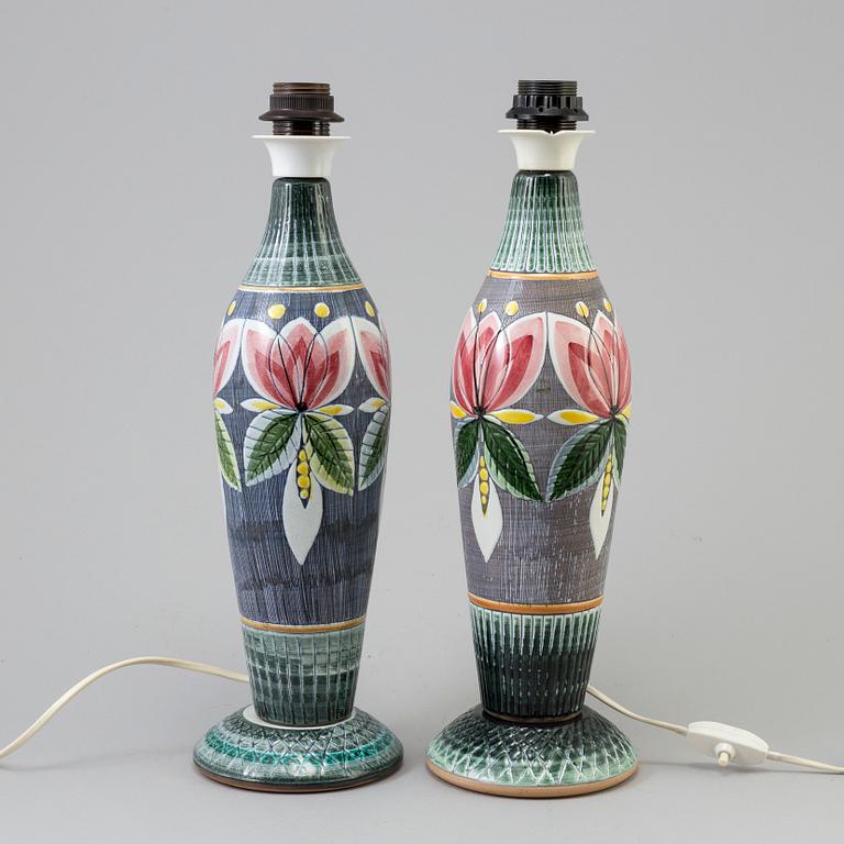 Two similar 20th century ceramic table lamps, Tilgmans Keramik, Sweden.