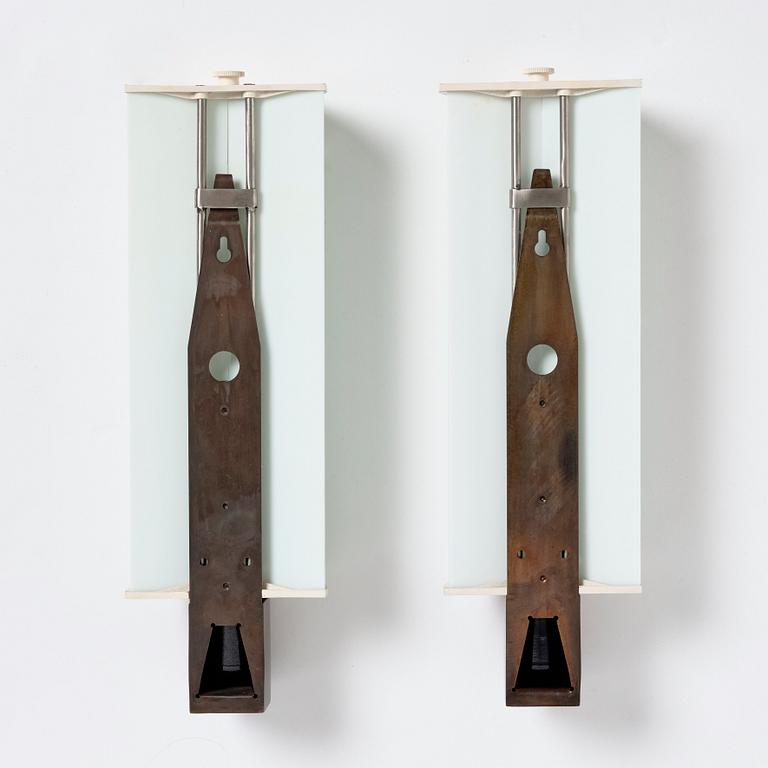 Poul Henningsen, a pair of 'Elongated (Langlyslampen)' wall lights, Louis Poulsen, Denmark post 1934.