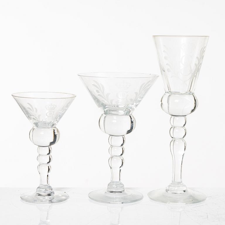 A 42 piece glass service, "Gustav III", Reijmyre, second half of the 20th Century.