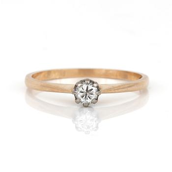 RING, 14K guld med briljantslipad diamant, ca 0,18 ct, Finland, 1998. Vikt 2,28 g.