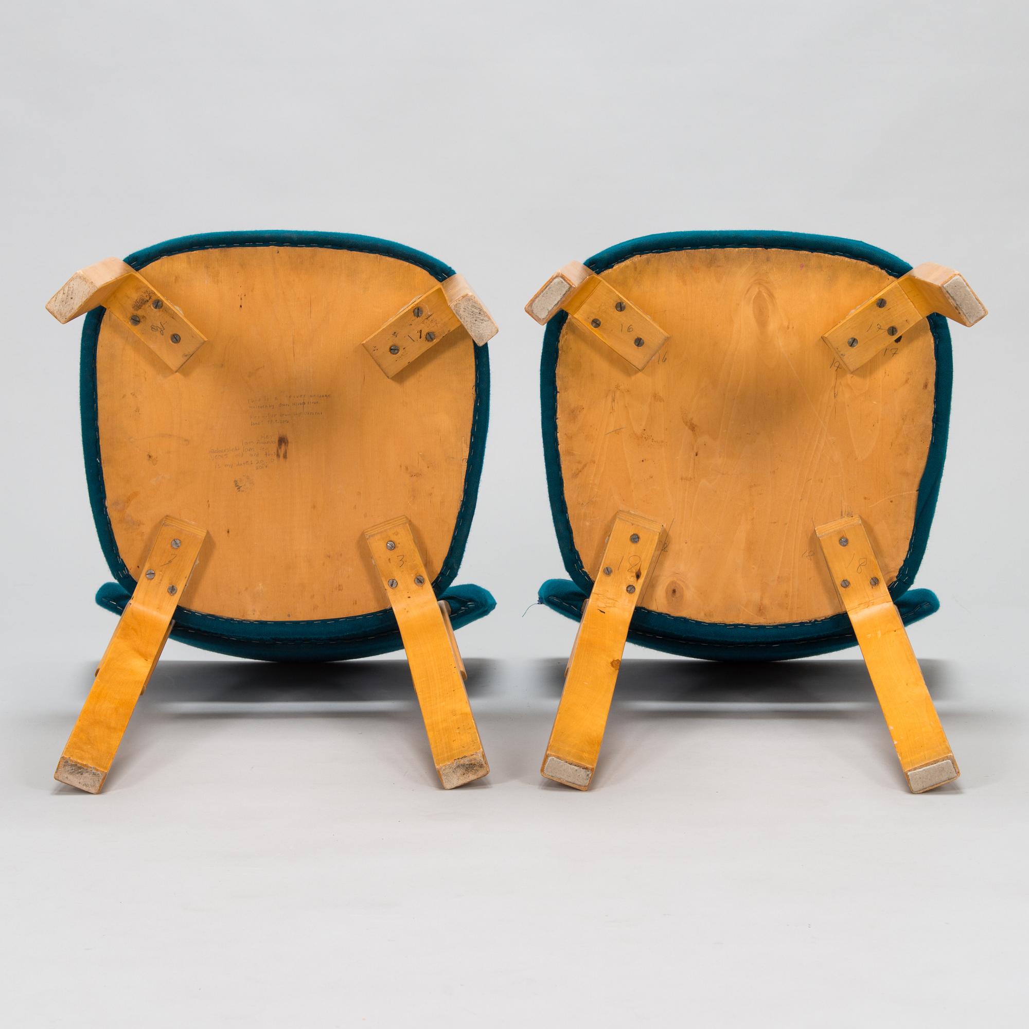 Alvar Aalto, tuolipari, malli 62, O.Y. Huonekalu- ja Rakennustyötehdas A.B. 1900-luvun puoliväli.