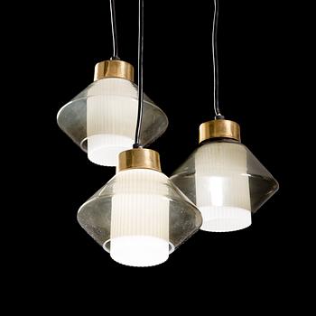 A pendant lamp designed by Stig Lindström, model 6060/3, 1960s.  Total height circa 134 cm.
