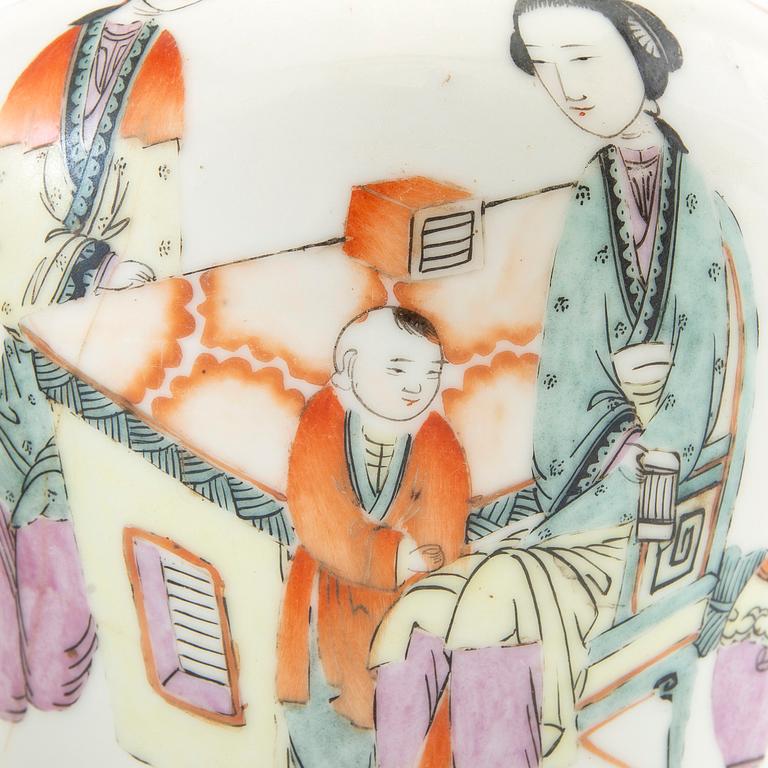 A set of two Chinese ladies and boys vases, 20th century.