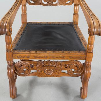 CARL CHRISTIAN CHRISTENSEN, a baroque style armchair, signed and dated 1909.