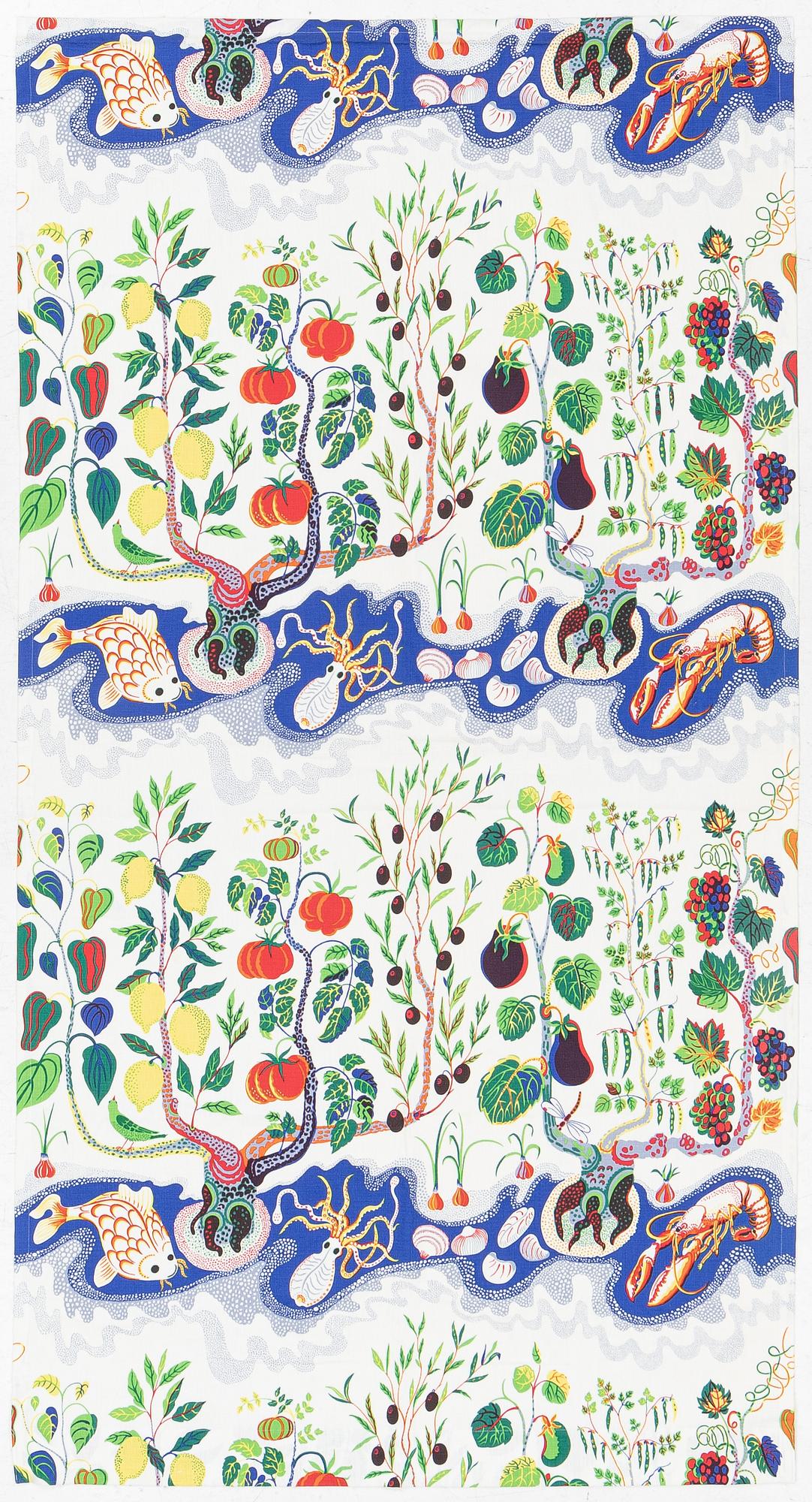 Josef Frank, a curtain, 'Italian Dinner', Svenskt Tenn.