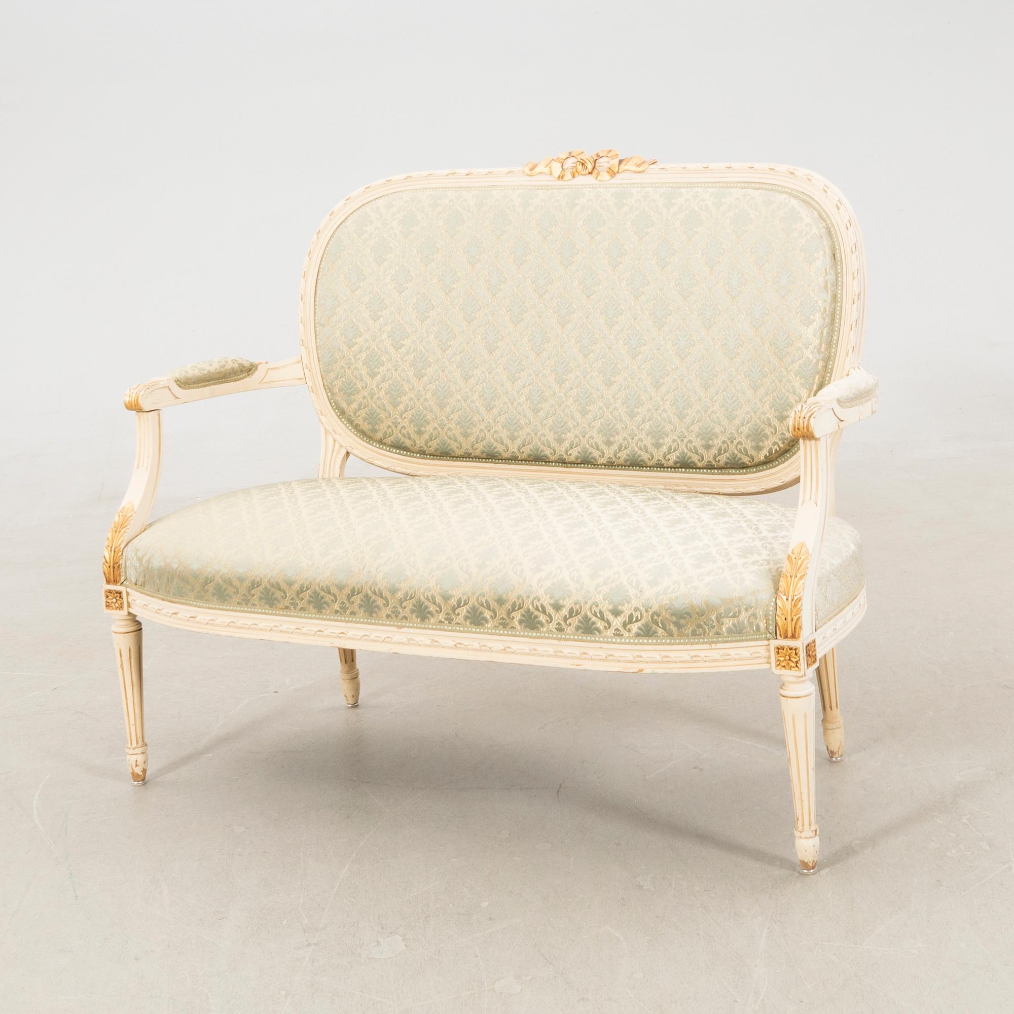 Sofa group in the Gustavian style, mid/second half of the 20th century.