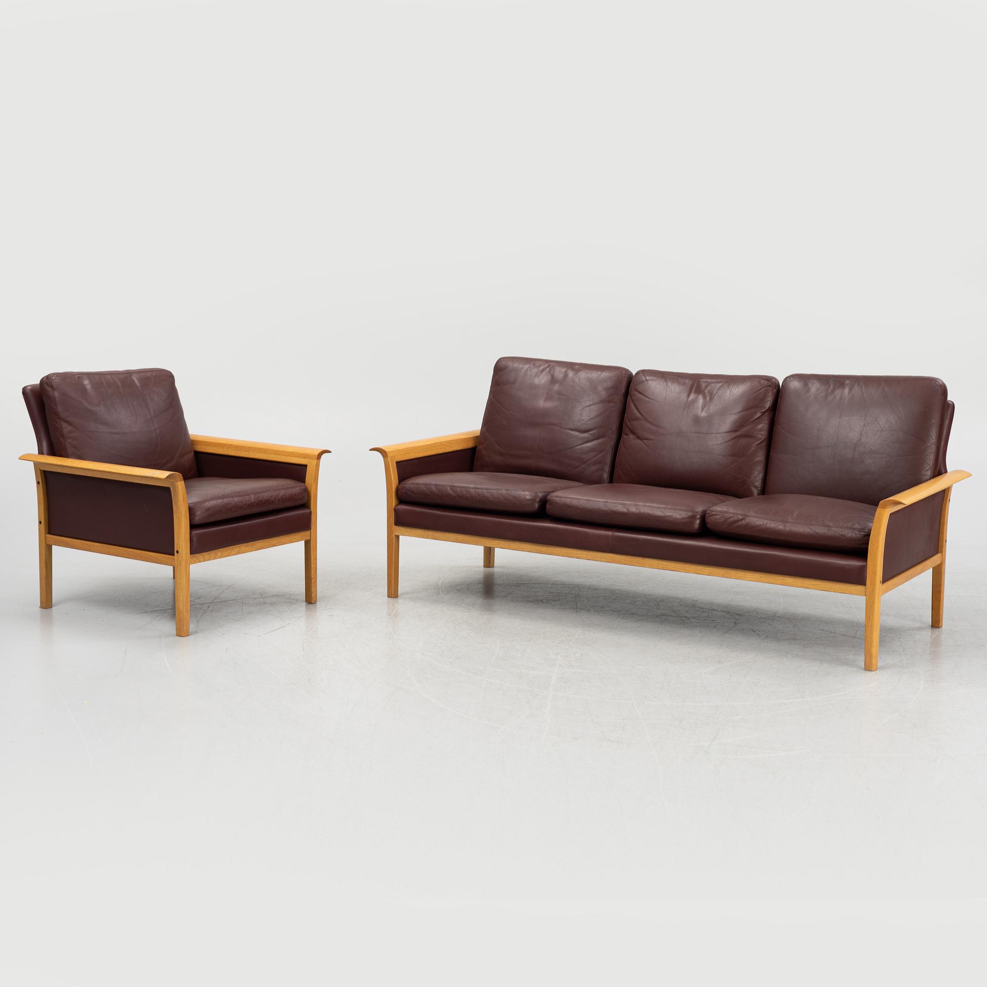 Fredrik Kayser, a sofa and armchair, Vatne Möbler, Norway, second half of the 20th century.