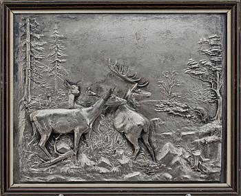 FRITZ DILLER, ett par, väggreliefer, nysilver, sign i gjutningen.