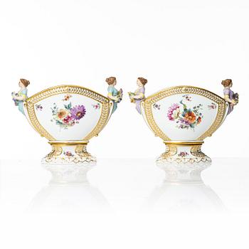 Royal Copenhagen, a pair of tulip vases, 'Saxon Flower', Denmark, 1894-1900. .