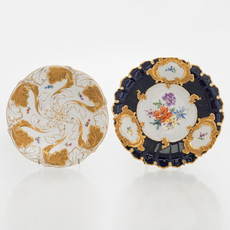 Two late 20th century porcelain Meissen dishes.