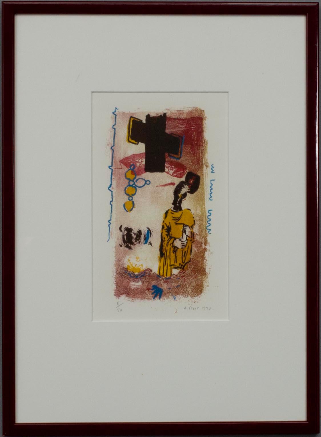 JEAN-MICHEL ALBÉROLA, litografia, signeerattu fecit ja päivätty 1990, numeroitu 5/50.