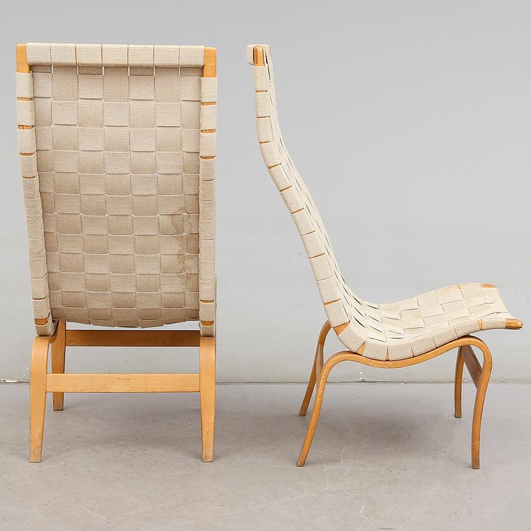 FÅTÖLJER, 1 par, "Eva hög", Bruno Mathsson, för Firma Karl Mathsson, Värnamo, 1900-talets andra hälft.