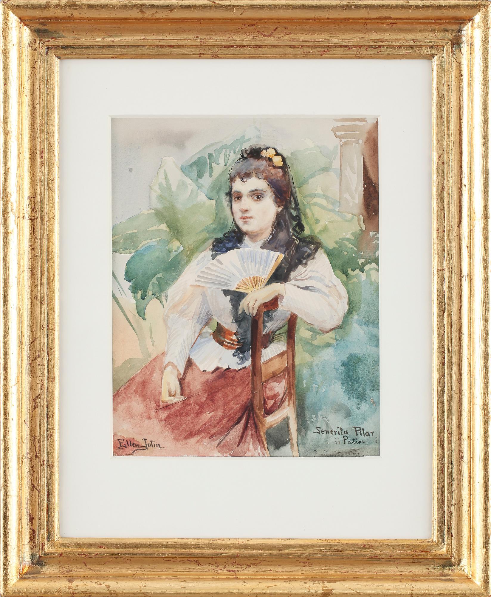 ELLEN JOLIN, akvarell, signerad.