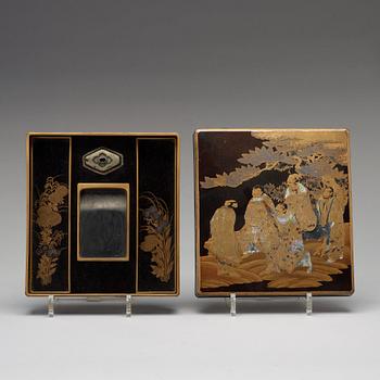 SKRIVSET s.k. SUZURIBAKO, lack och pärlemor. Japan, 1700-tal.