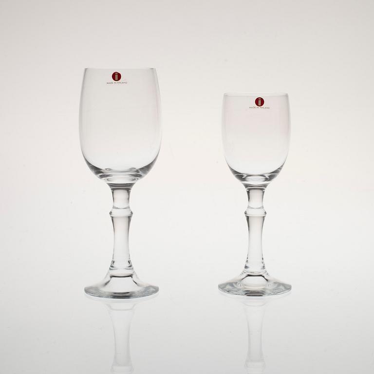 GLASSERVIS, 10+10 st, glas, "Unikko", Tapio Wirkkala, Iittala 1980-tal.