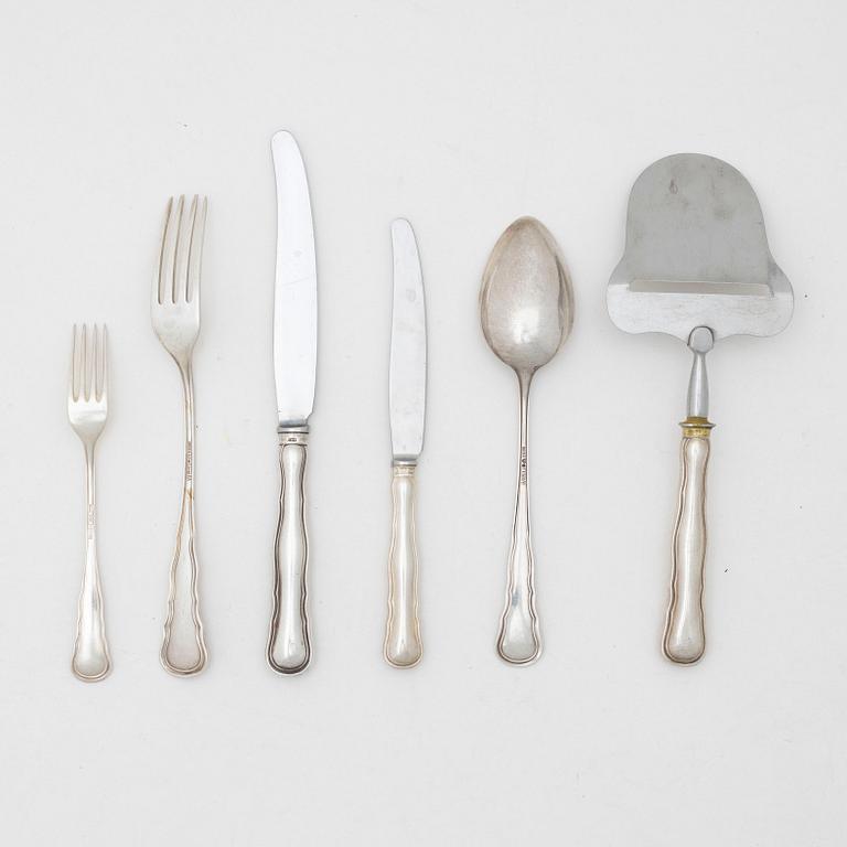 Bestickservis, silver, 33 delar, CG Hallberg, Stocholm, 1950-65.