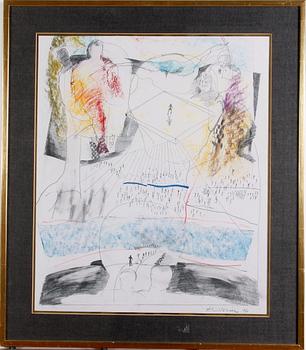 OKÄND KONSTNÄR, blyerts och krita, sign o dat 72. 