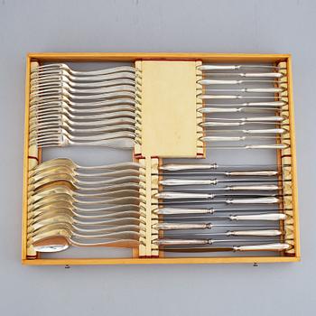 KG Markströms, bestickservis, 84 delar, silver, modell svensk spets, Uppsala 1915.