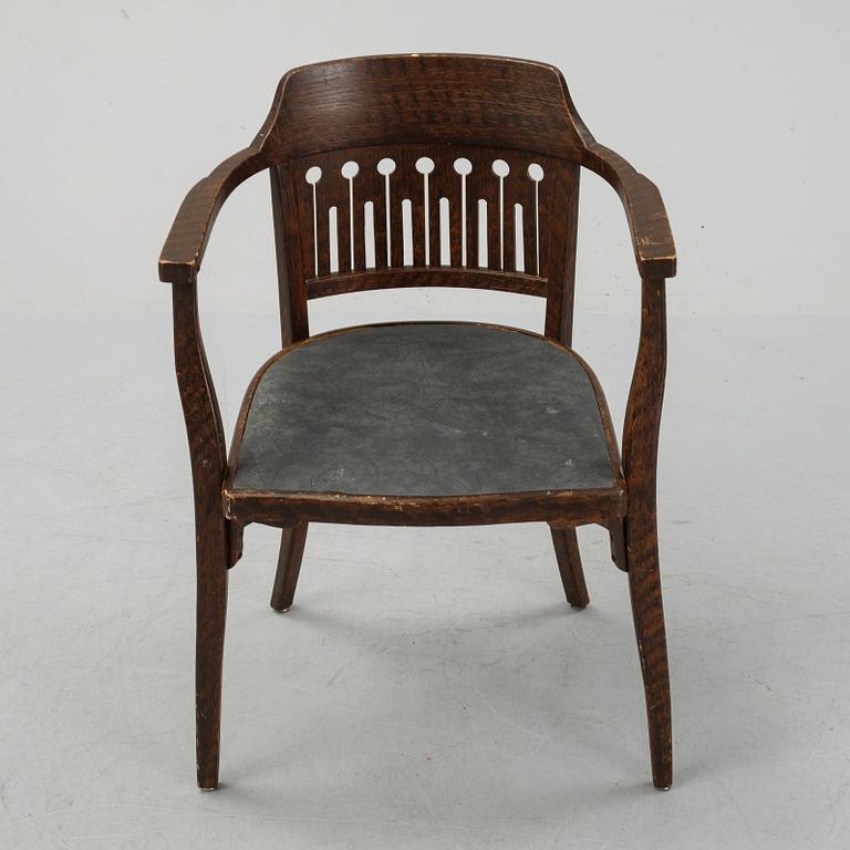 Otto Wagner, attributed to. A stained beech and oak chair, Austria, early 20th Century.