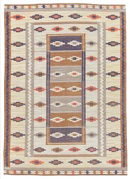 A CARPET, "Ljusa mattan", flat weave, 284,5 x 203,5 cm, signed MMF.