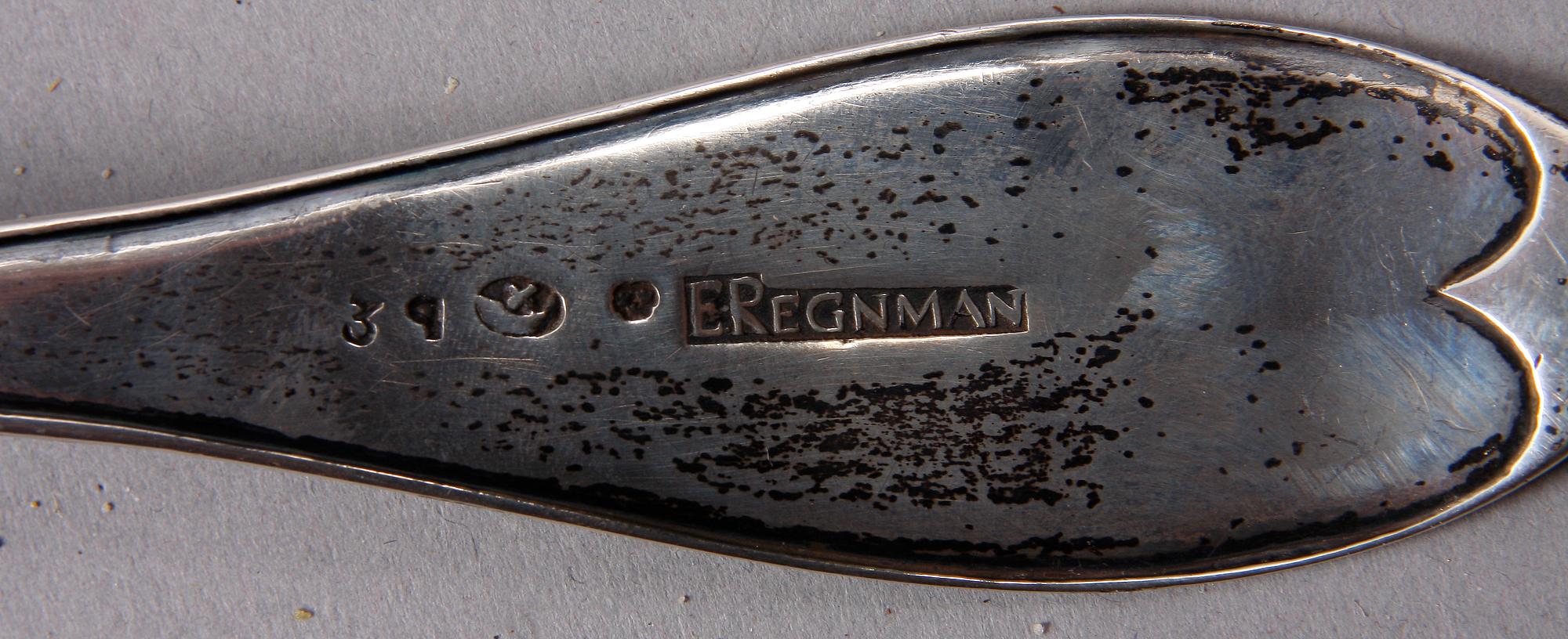 MATSKEDAR, 9 st, silver, mest Söderhamn, bla E. Regnman verksam 1820-1837.