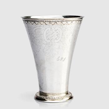 186. A Swedish 18th century parcel-gilt silver beaker, mark of Carl Fahlberg, Uppsala 1771.