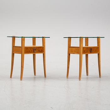 A pair of birch tree bed side tables from Bodafors, mid 20th century.