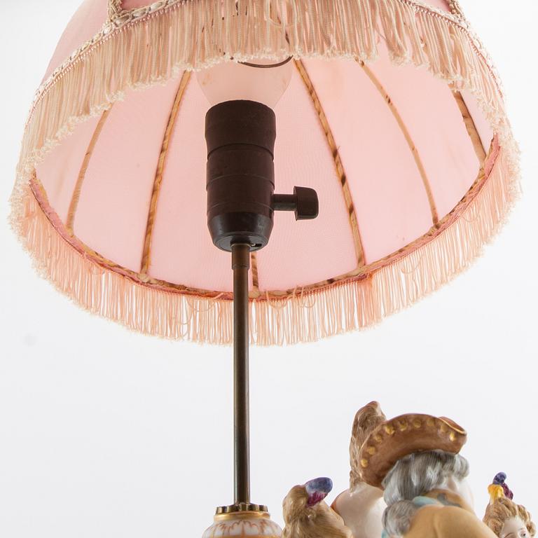 Table lamp Capo di Monte similar mark 20th century porcelain.