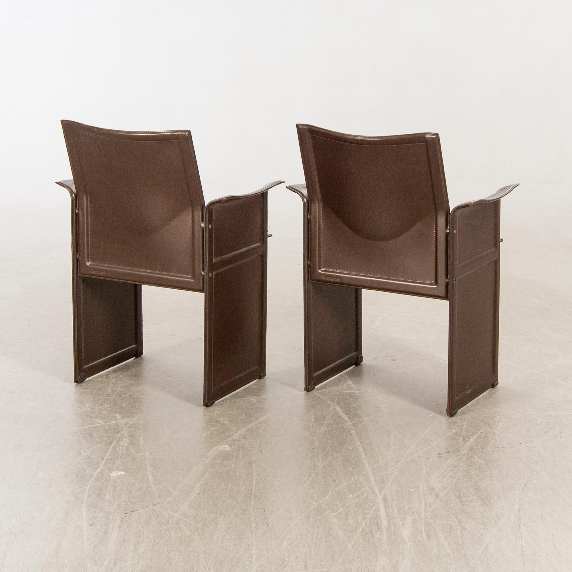 Tito Agnolo armchairs, a pair, "Korium", for Matteo Grassi, second half of the 20th century.
