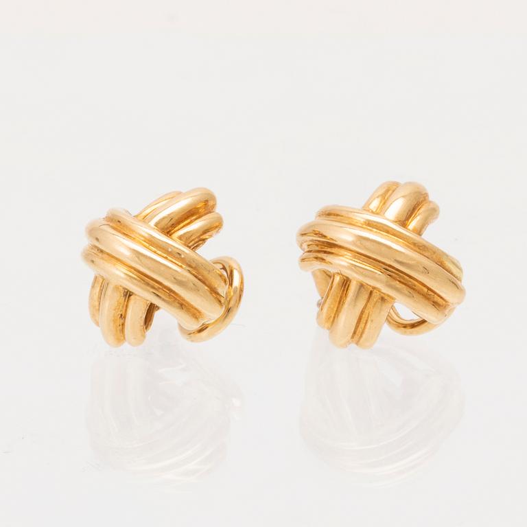Tiffany & Co, a pair of 18K gold "Signature X" earrings.
