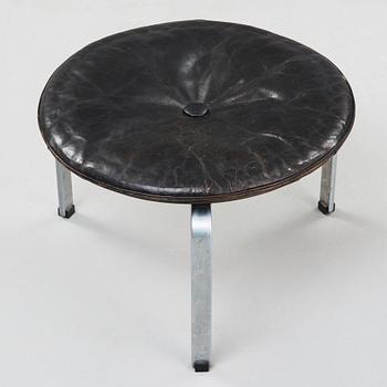 Poul Kjaerholm, a 'PK-33' steel and black leather stool, E Kold Christensen, Denmark 1960's.