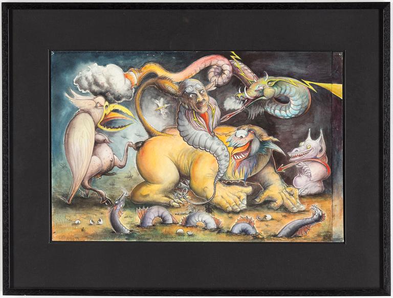 ULF RAHMBERG, gouache, signed with monogram and dated -94.