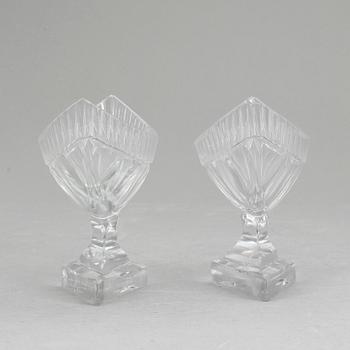 SALTKAR, ett par, glas, empire, 1800-talets första hälft.