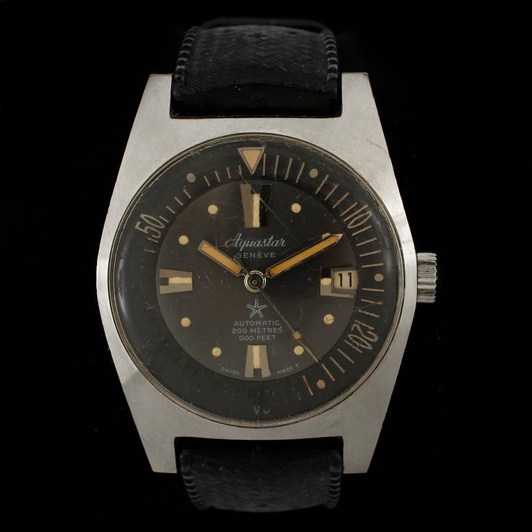 ARMBANDSUR, herr, stål, Aquastar 63, Automatic, 1960-tal.