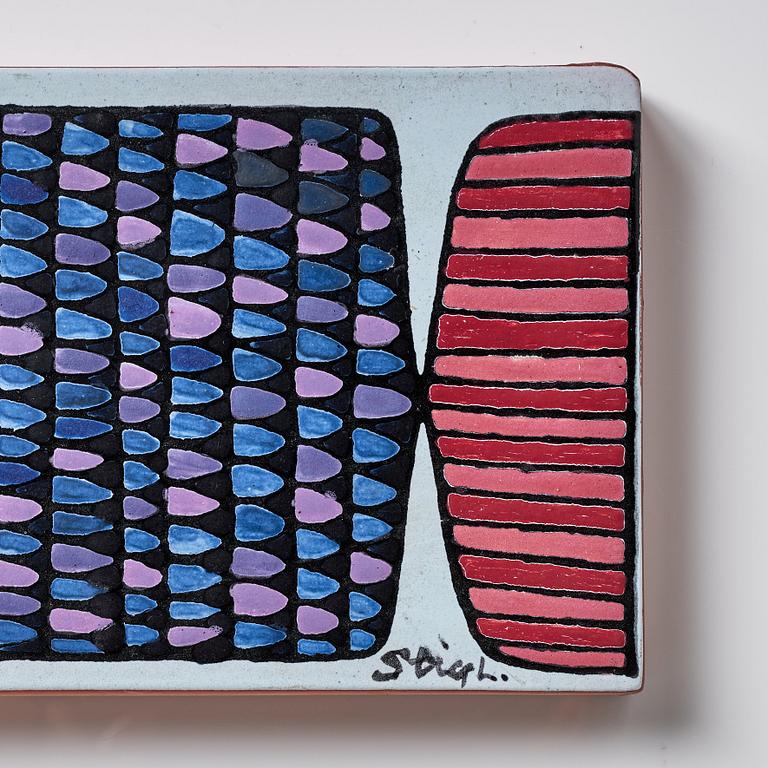Stig Lindberg, a faience wall plaque, Gustavsberg studio, Sweden 1950's, ed. 15/40.