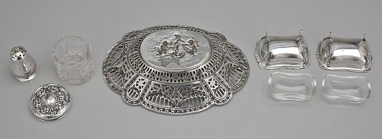 PARTI SILVER, 5 delar, bl a Birmingham, England, 1900-tal. Tot vikt 202 g.