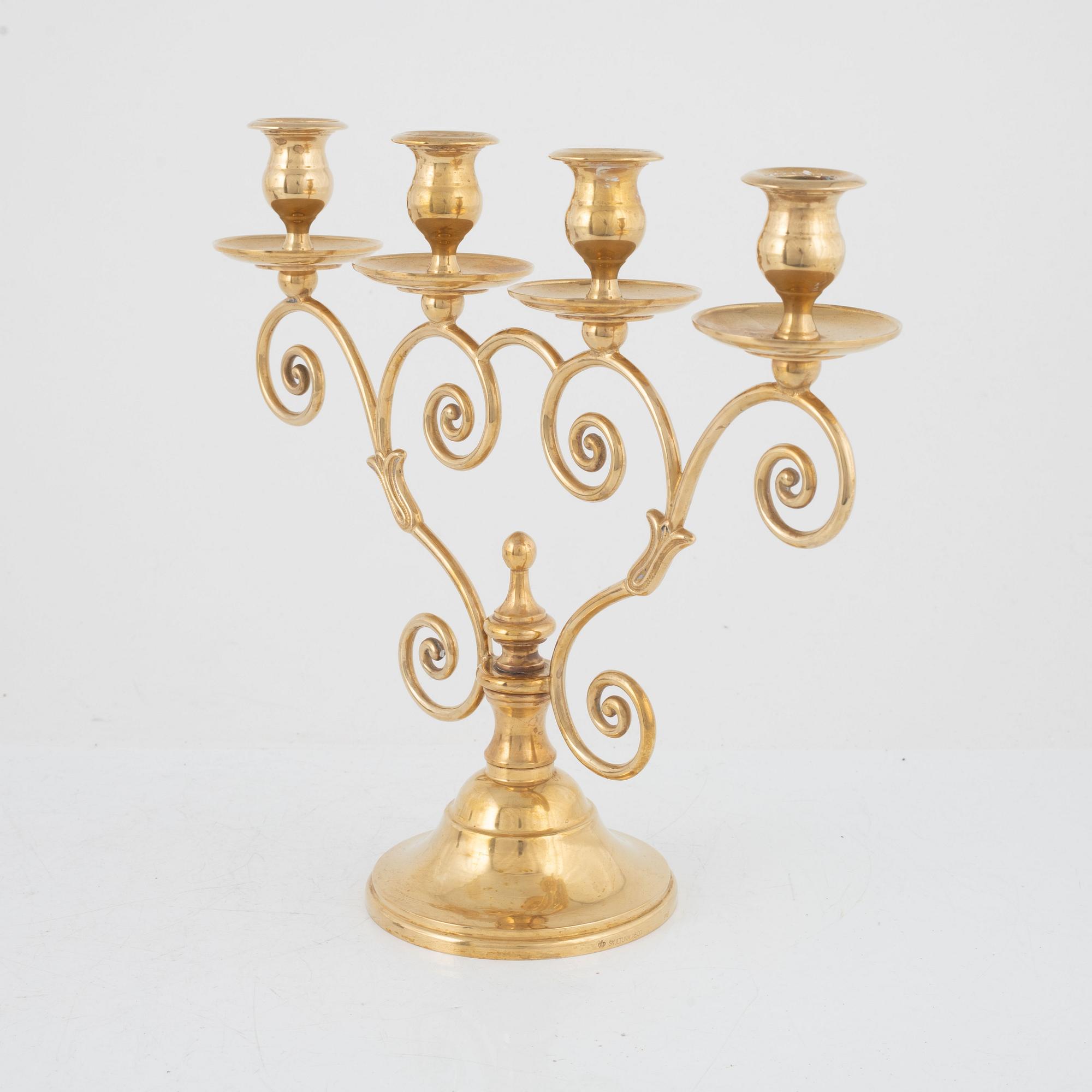 A brass candelabra, Skultuna Messingsbruk, Sweden, 1989.