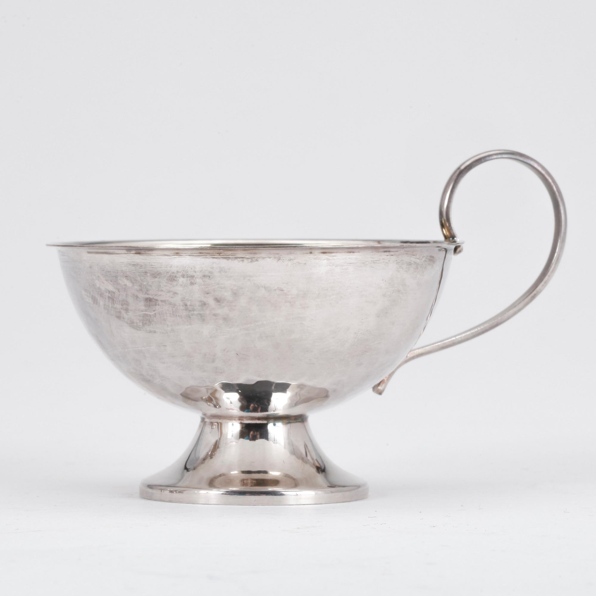 PUNSCHMUGGAR, 6st, silver, K&EC, Göteborg, 1965. Vikt ca 207g.