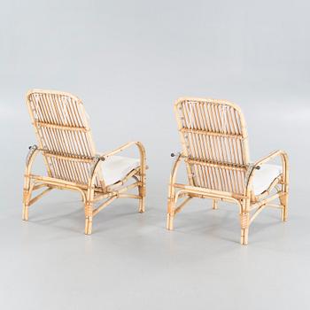 A pair of rattan armchairs from second half of the 20th century.