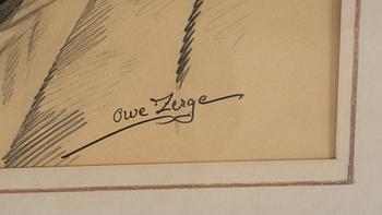 OWE ZERGE, teckning. Signerad.