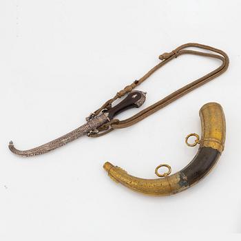 A powderhorn and Jambyia, north Africa, 19th/ 20th Century.