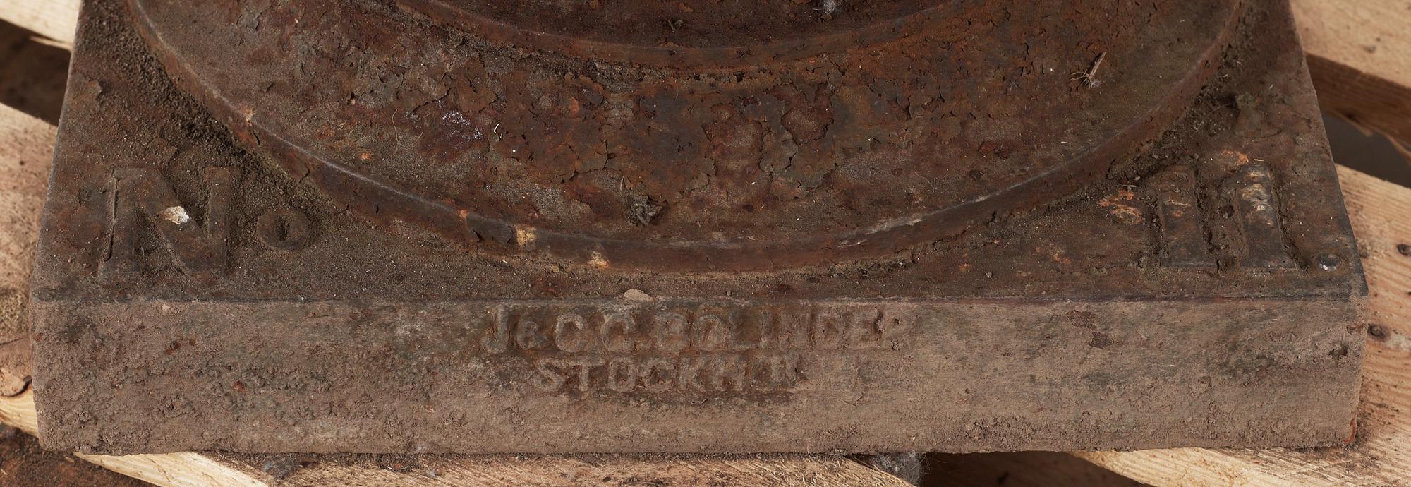 A Swedish 19th Century iron cast garden urn by J & C G Bolinder, Stockholm.