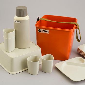 Two plastic picnic services, 'Taffel' by Sigvard Bernadotte, 1960s.