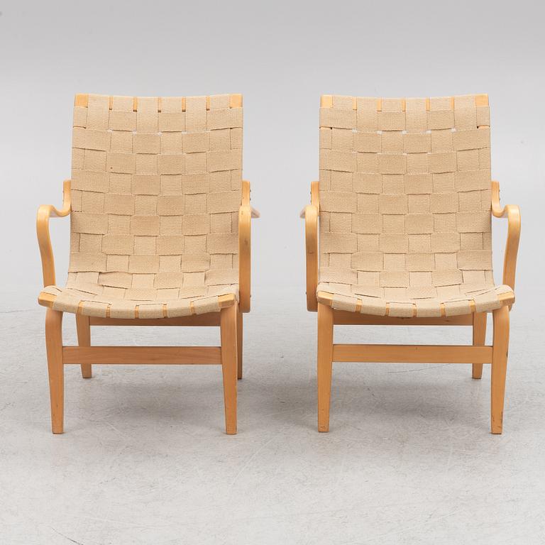 Bruno Mathsson, armchairs, a pair, "Eva", Karl Mathsson Company, dated 1970.