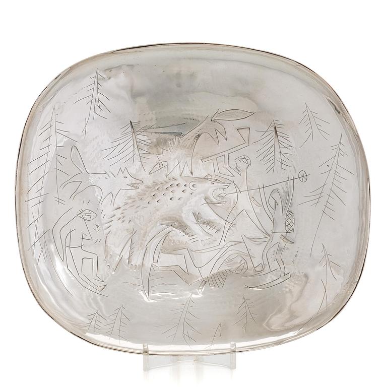 Tapio Wirkkala, Fat, silver, "Björnjakt", Tillander, Helsingfors 1951.