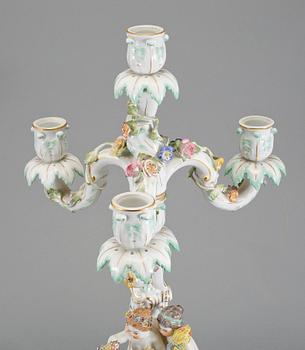 KANDELABER, porslin, Meissen, 1900-tal.