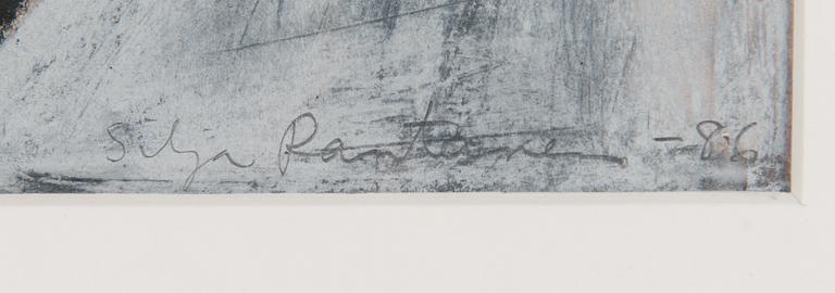 Silja Rantanen, mixed media on paper, signed and dated -86.