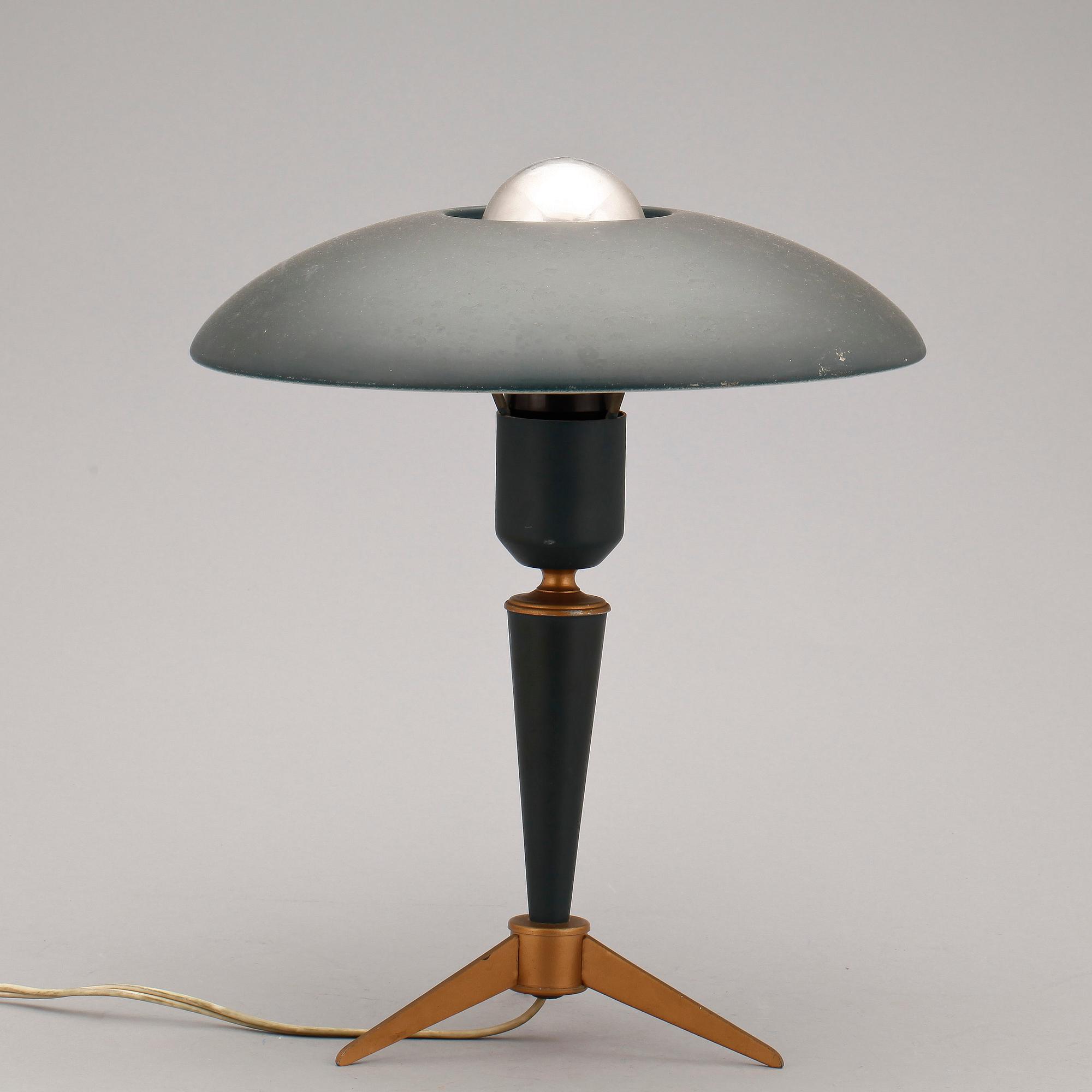 BORDSLAMPA, metall, 1950-tal.